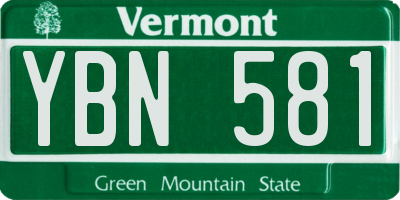 VT license plate YBN581