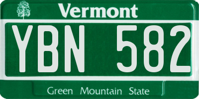 VT license plate YBN582