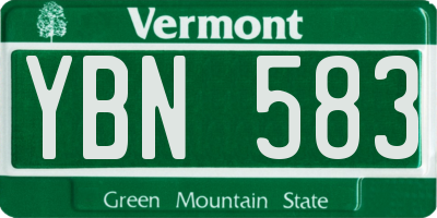 VT license plate YBN583