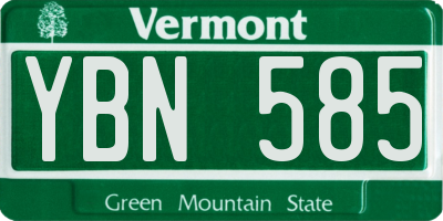 VT license plate YBN585