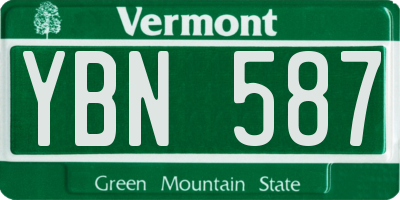 VT license plate YBN587