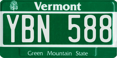 VT license plate YBN588