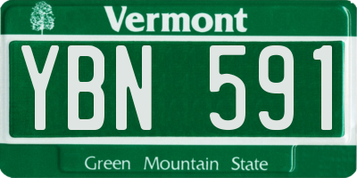 VT license plate YBN591
