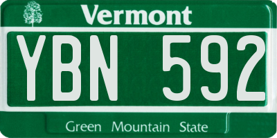 VT license plate YBN592