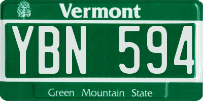 VT license plate YBN594