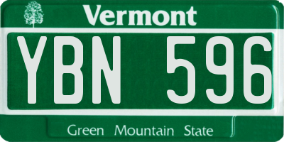 VT license plate YBN596