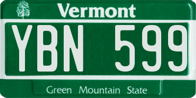 VT license plate YBN599