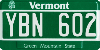 VT license plate YBN602