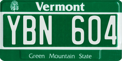 VT license plate YBN604