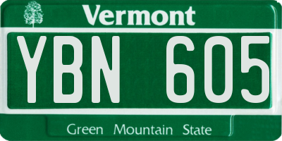 VT license plate YBN605