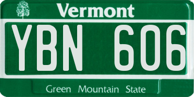 VT license plate YBN606
