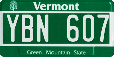 VT license plate YBN607