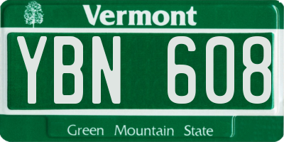 VT license plate YBN608