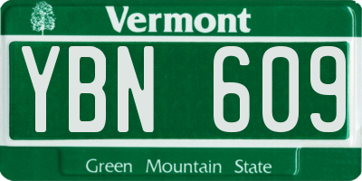 VT license plate YBN609