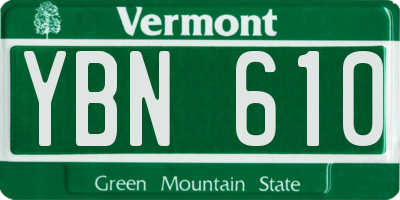 VT license plate YBN610