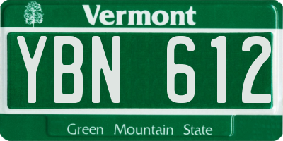 VT license plate YBN612