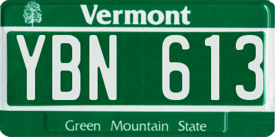 VT license plate YBN613