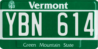 VT license plate YBN614