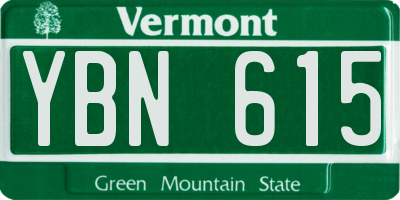 VT license plate YBN615