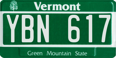 VT license plate YBN617