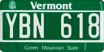 VT license plate YBN618