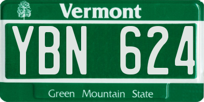 VT license plate YBN624