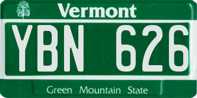 VT license plate YBN626