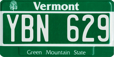 VT license plate YBN629