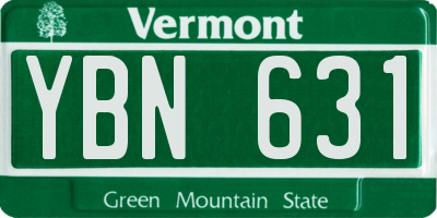 VT license plate YBN631