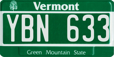 VT license plate YBN633