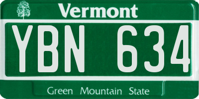VT license plate YBN634
