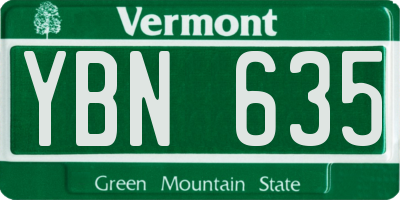 VT license plate YBN635