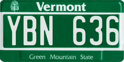 VT license plate YBN636