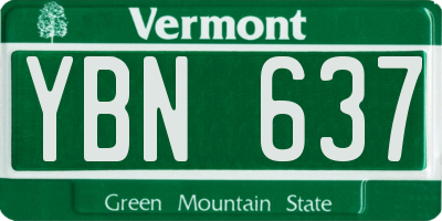 VT license plate YBN637