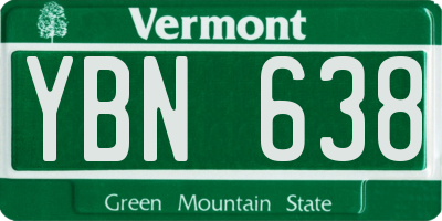 VT license plate YBN638