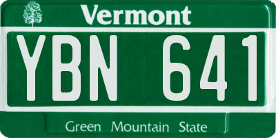 VT license plate YBN641