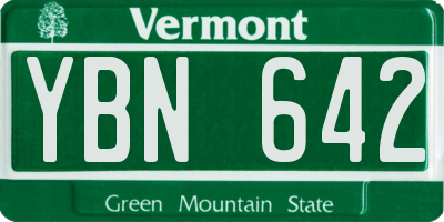 VT license plate YBN642