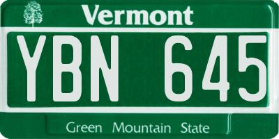 VT license plate YBN645