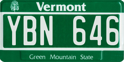 VT license plate YBN646