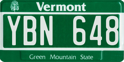 VT license plate YBN648