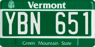 VT license plate YBN651