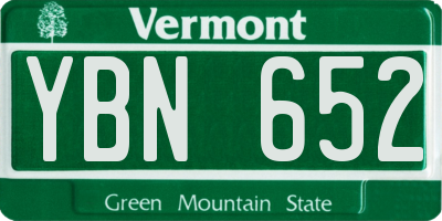 VT license plate YBN652