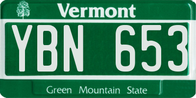 VT license plate YBN653