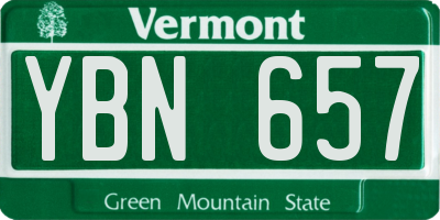VT license plate YBN657