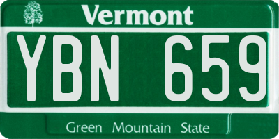 VT license plate YBN659