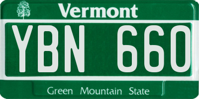 VT license plate YBN660
