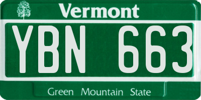 VT license plate YBN663