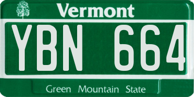 VT license plate YBN664