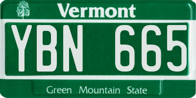 VT license plate YBN665