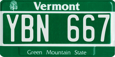 VT license plate YBN667